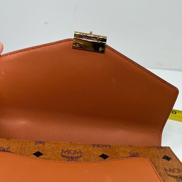 MCM Visetos Medium Patricia Pocket Satchel Cognac - Picture 9 of 13